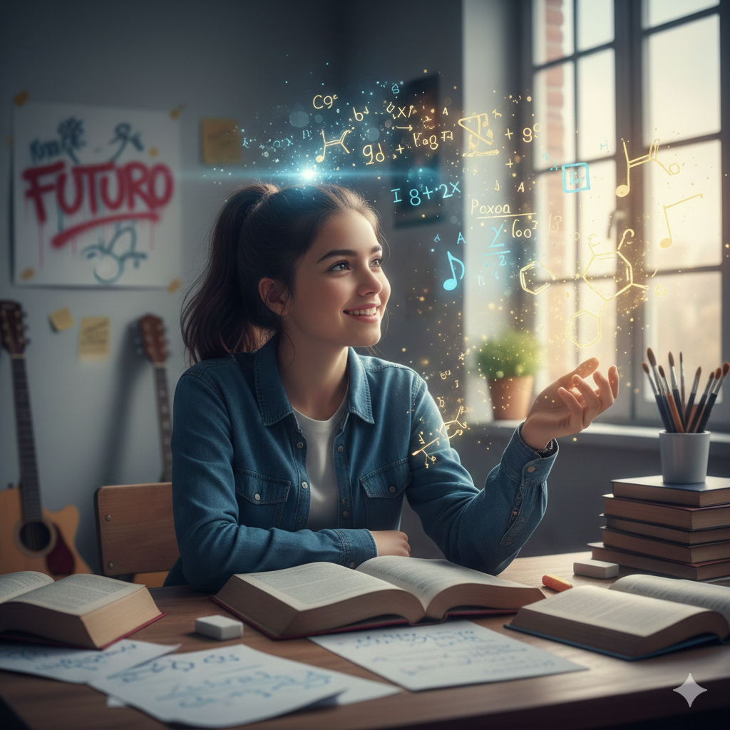 Studente felice che sblocca il potenziale